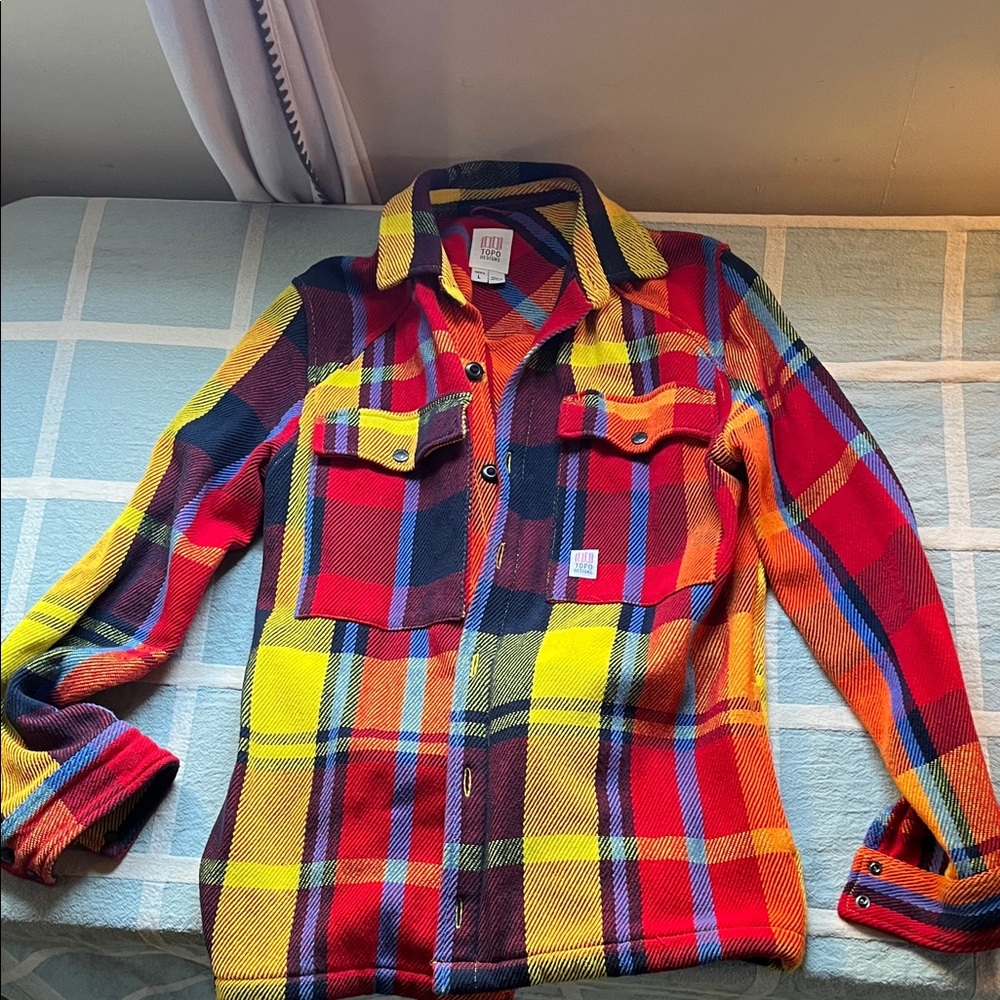 Topo Designs Red and Blue Plaid Shirt Jacket